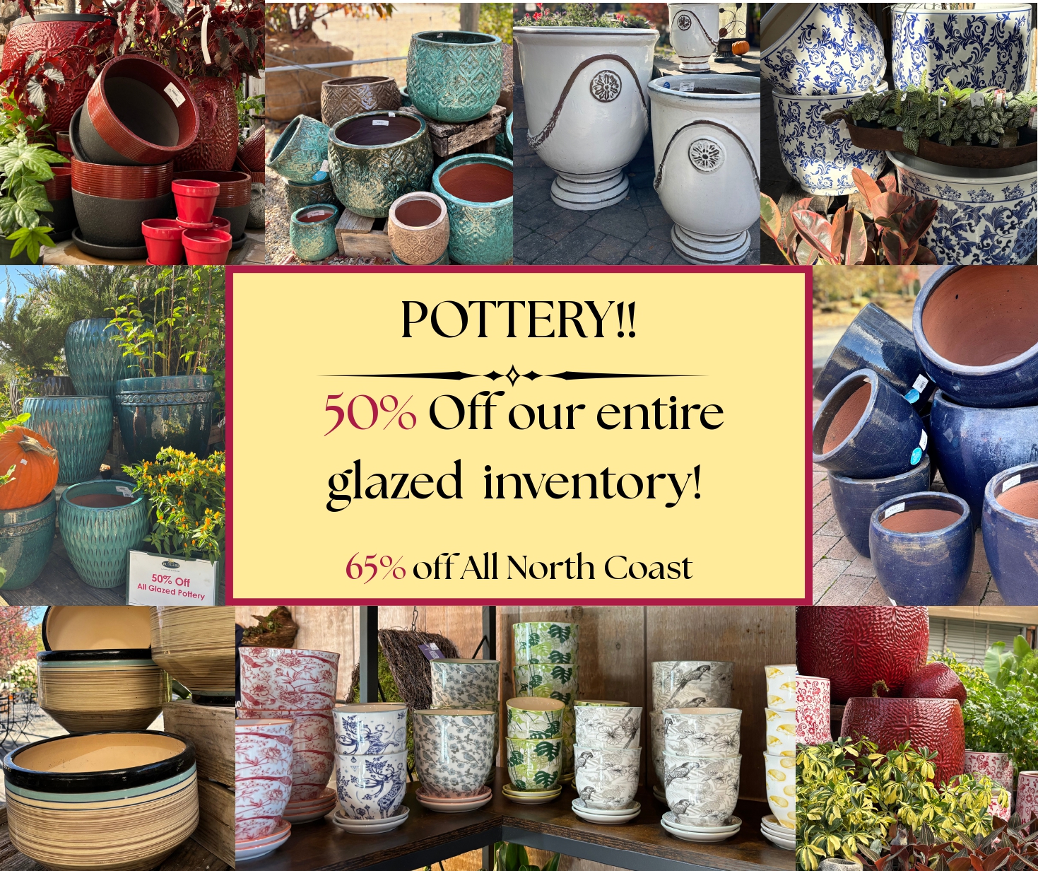 Pottery Sale at Rutgers Nursery